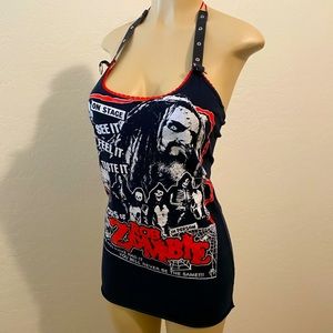 Handmade One of a kind Rob Zombie Upcycle Halter Tunic Shirt